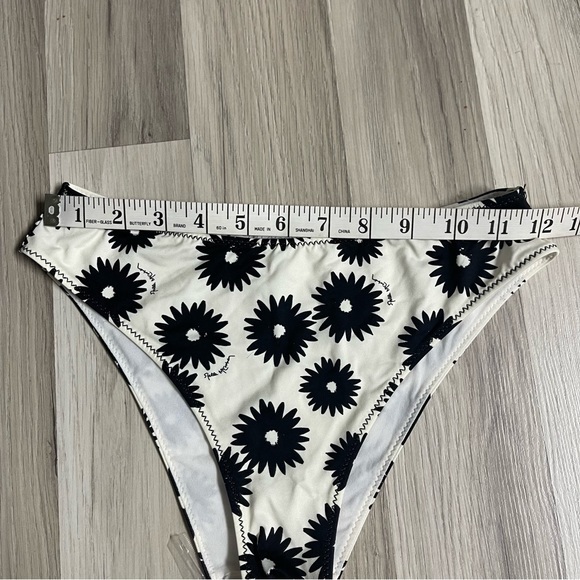 Stella McCartney Swimwear Linda Floral Print High Leg Brief Black‎ Cream Size XS - Picture 4 of 7